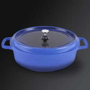 AluChef Casserole Oval 35 x 29 x 10cm, 8.1L Blue with silver metal handle