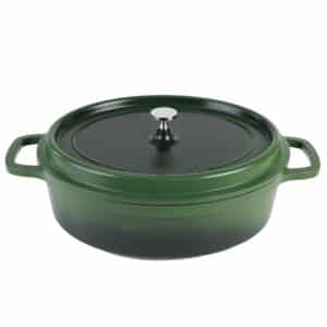 AluChef Casserole Oval 35 x 29 x 10.5cm, 8.1L Green with silver metal knob