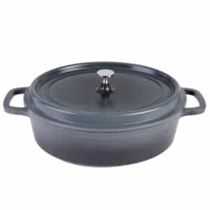 AluChef Casserole Oval 35 x 29 x 10.5cm, 8.1L Grey with silver metal knob