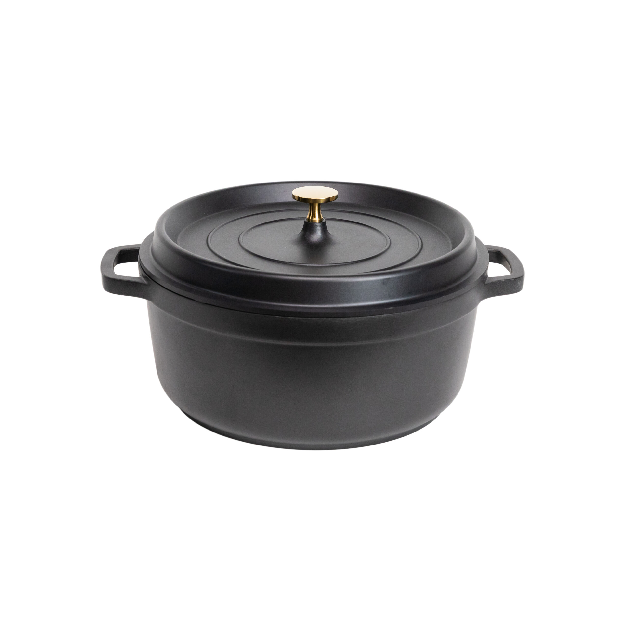 mengsel Inloggegevens Verblinding AluChef Casserole Round 24 x 9.5cm, 4.27L Matte Black with Gold Knob - TD  Innovations
