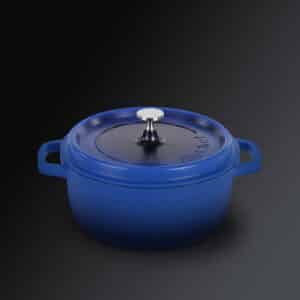 AluChef Round Casserole Pot 24 x 10cm, 4.5L Blue with silver metal handle